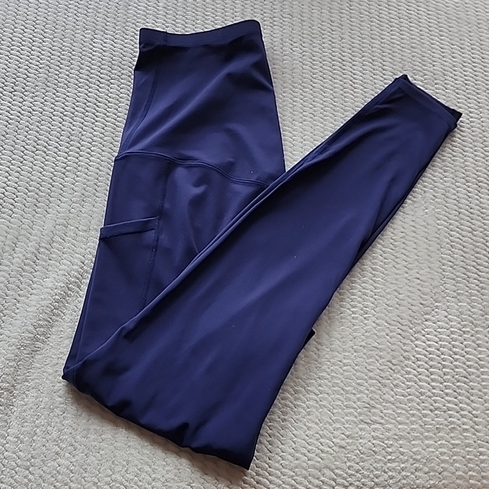 Enerful  Maternity High-Waisted Navy Leggings